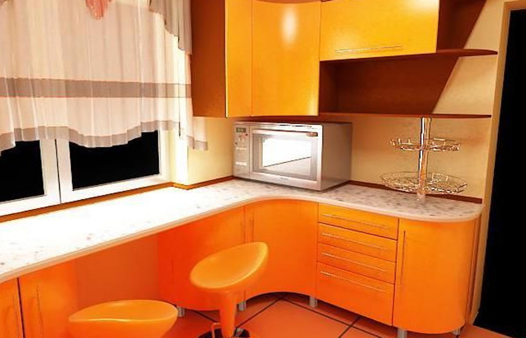 дизайн кухни в оранжевом цвете