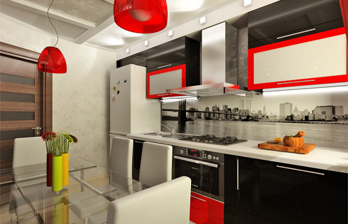 дизайн красно-черной кухни Новосибирск