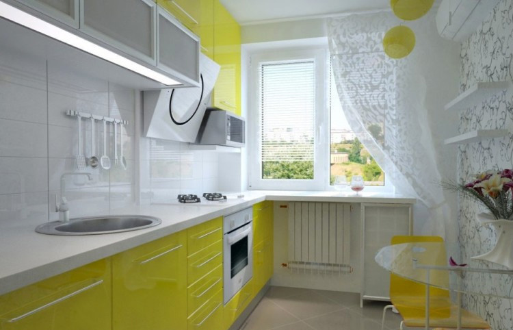 кухонный гарнитур на заказ в желтом цвете