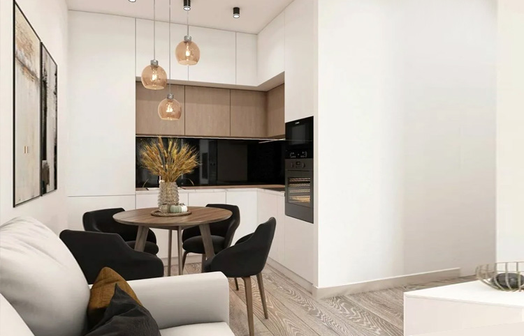 Кухня и гостиная дизайн 18 кв
