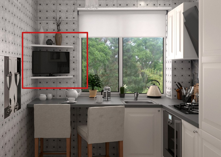 Где разместить телевизор на кухне - реальные фото