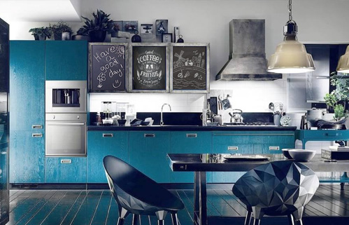 синяя кухня- каталог синих кухонь