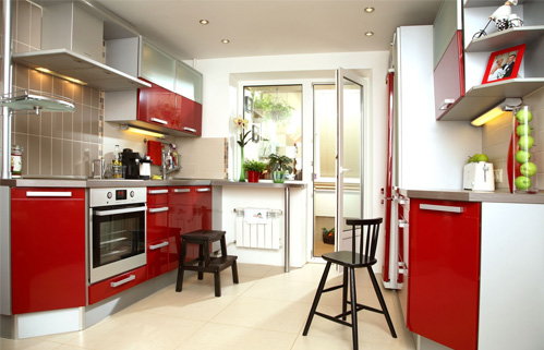 дизайн красной кухни