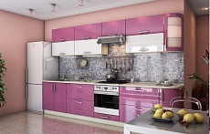 прямая кухня на заказ модерн фиолетовая глянцевая яркая 3м