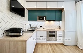 Фото кухня угловая модерн синяя белая 