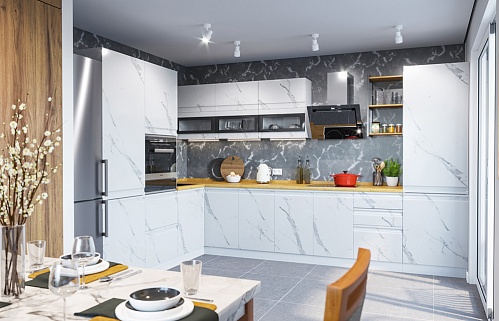 Кухня прямая модерн белая встроенная стильные бюджетные
