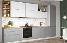 прямая кухня эконом лофт модерн белая серая встроенная матовая стильные бюджетные под бетон