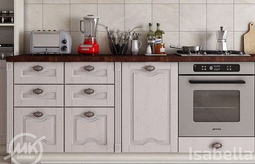 Кухня прямая классика плита встроенная встроенная матовая патина стильные 4м