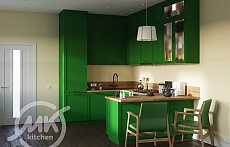 Фото кухня п-образная на заказ классика зеленая 