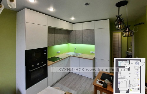 Кухня модерн со встроенным холодильником плита встроенная духовой шкаф в пенале портфолио матовая без ручек стильные пеналы