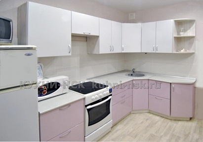 Фото кухня угловая модерн розовая 